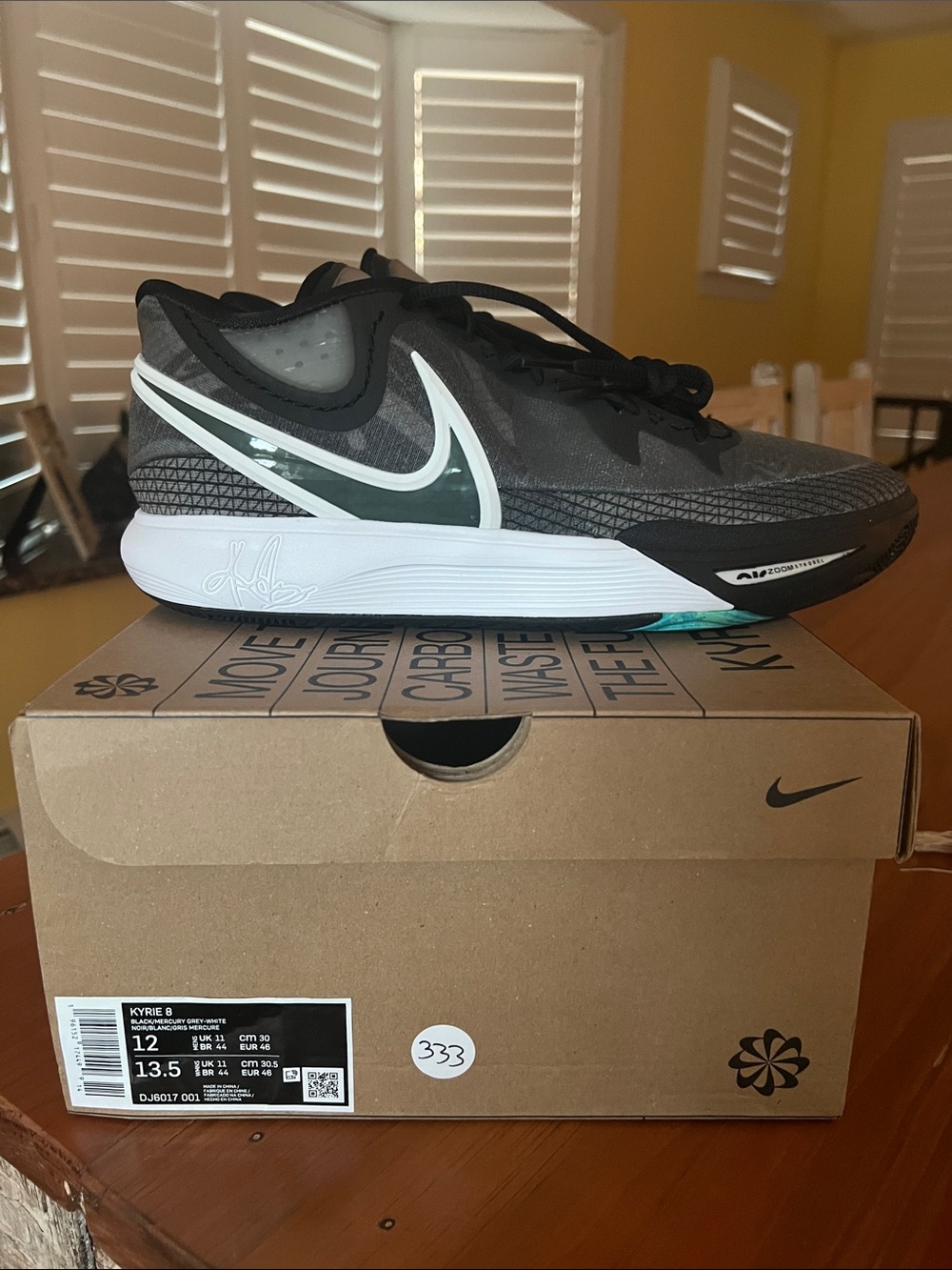 Nike Men’s Kyrie 8 Basketball Sneakers - Black, White, Dark Green